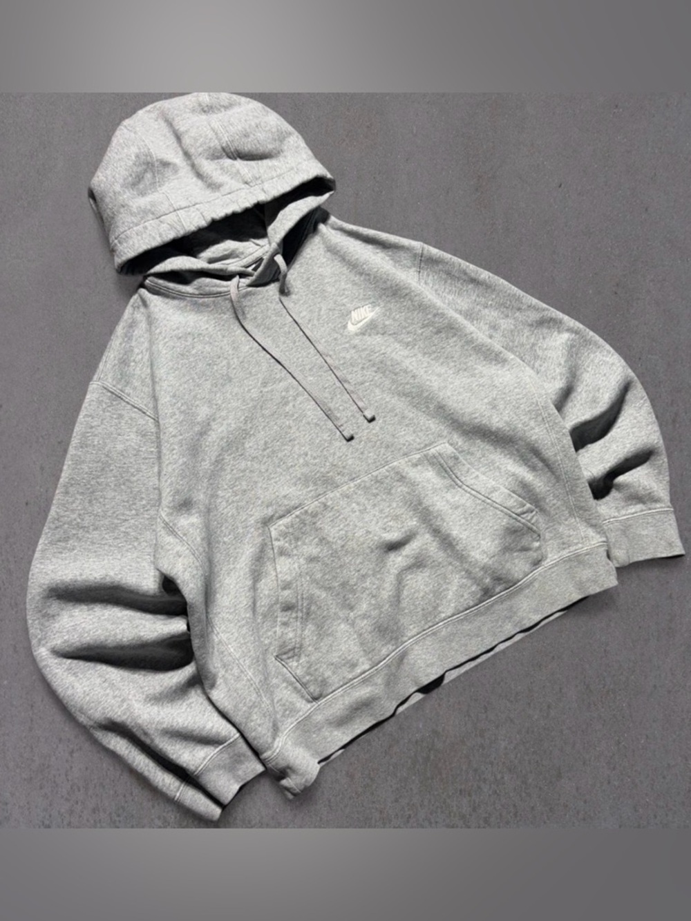 Nike Light Gray Pullover Hoodie with Swoosh Label